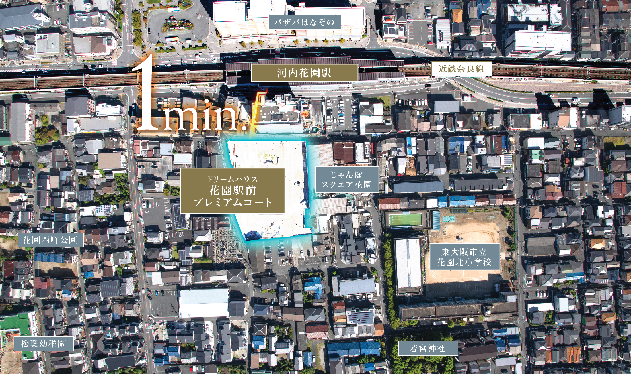 近鉄奈良線「河内花園」駅 徒歩1分